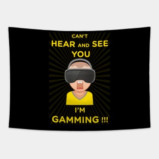 funny headset cant hear and see you im gaming Tapestry