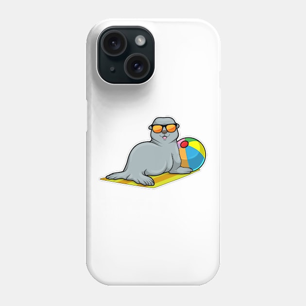 Seal at Sunbathing with Water polo & Sunglasses Phone Case by Markus Schnabel