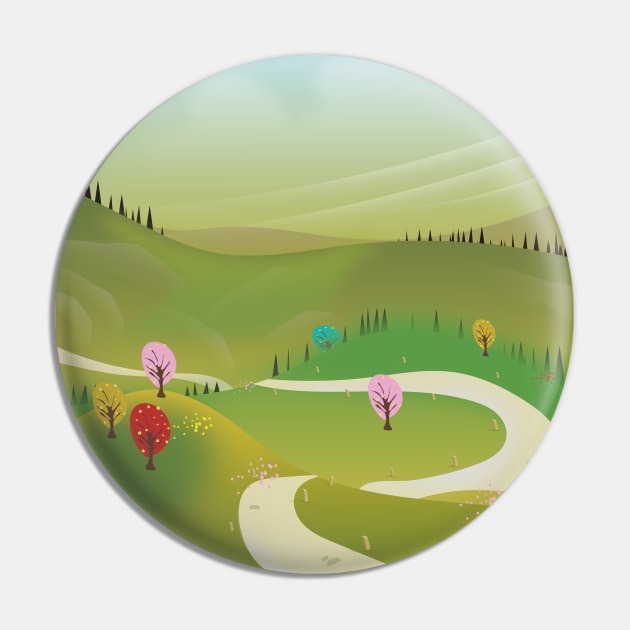 Cartoon Landscape Pin by nickemporium1