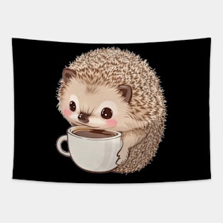 Cute hedgehog with coffee Tapestry