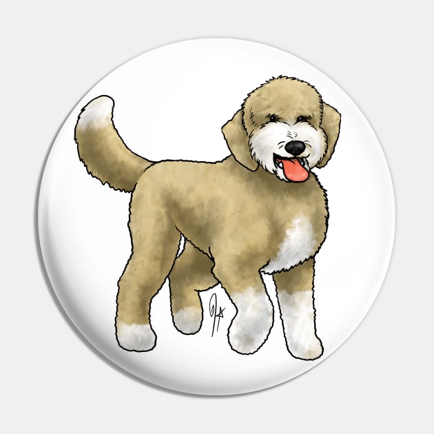 Dog - Sheepadoodle - Tan and White Pin by Jen's Dogs Custom Gifts and Designs