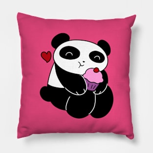 Panda Loves Cupcakes Pillow