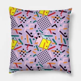 Violet 1980s Abstract Design Pattern Pillow