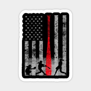 Patriotic Red Bat Softball Flag Magnet