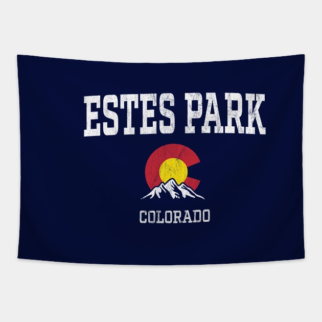 Estes Park Colorado CO Vintage Athletic Mountains Tapestry by TGKelly