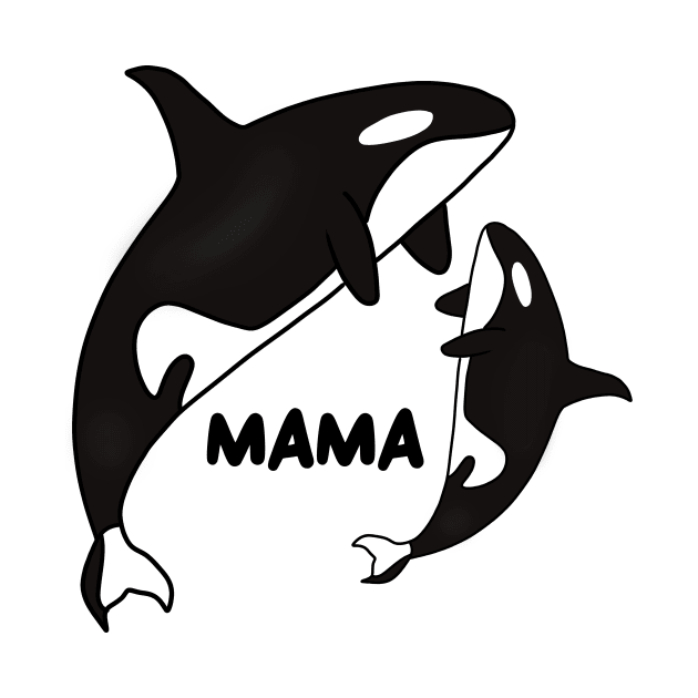 Orca Mama with Cub, Ocean Animal, Whale by dukito