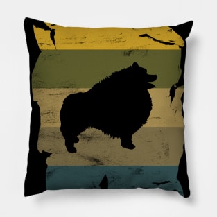 Keeshond Distressed Vintage Retro Silhouette Pillow