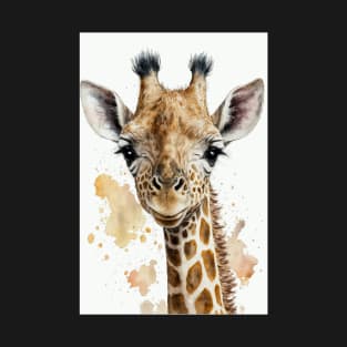 Cute Watercolor Giraffe Baby Aesthetic Animal Art Painting T-Shirt