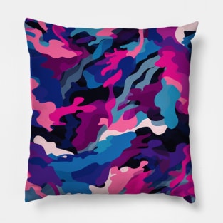 Purple Blue Pink Camo Pattern Pillow