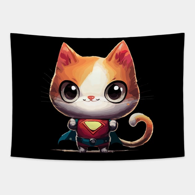 Superhero cat Tapestry by TomFrontierArt