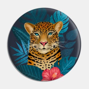 Tropical Jungle Leopard | Blue Pin