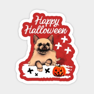 Cute Halloween Australian Cattle Dog Puppy in Halloween Ghost Pumpkin Season Magnet