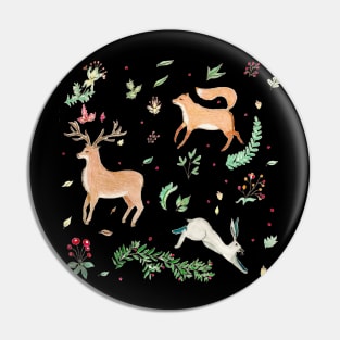 Winter Woodland Animals Pin