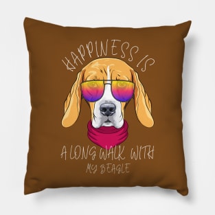 Happiness Is A Long Walk With My Beagle Pillow