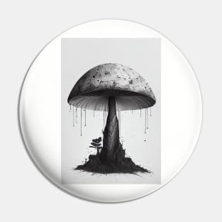 Rustic Mushroom Wall Art Minimalist Greyscale Grunge Pin