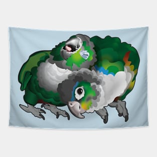 Cuddle Green Cheek Conure Pair Tapestry