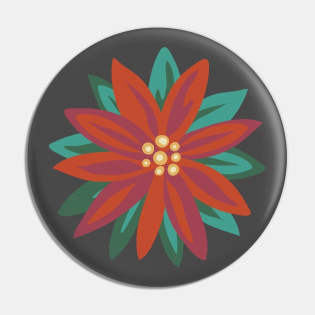 Folk Poinsettia Pin by SWON Design