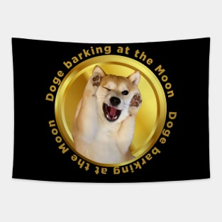 dogecoin barking at the moon Tapestry