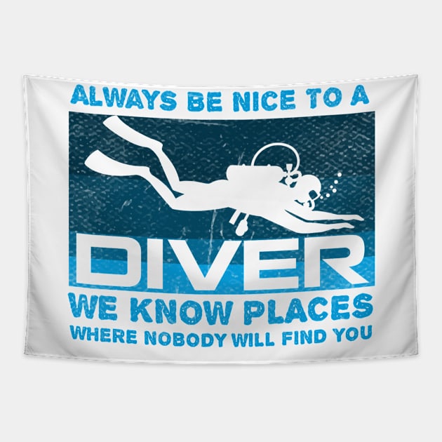 Scuba Diving Funny Diver Unique Diving Athlete Ocean Colors Tapestry by MoodPalace