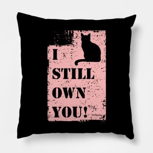 I Still Own You! Cat Distressed Pink Pillow