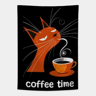 Coffe Time - Cat tee Tapestry