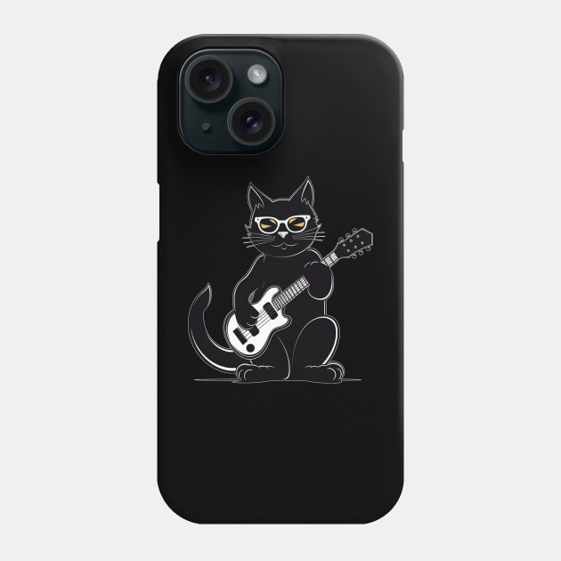 Cat playing guitar Phone Case by Onceer