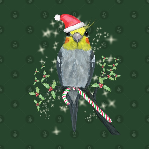 A portrait of a cockatiel Christmas style by Bwiselizzy