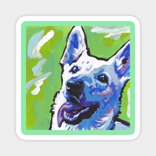 white German Shepherd Dog Bright colorful pop dog art Magnet