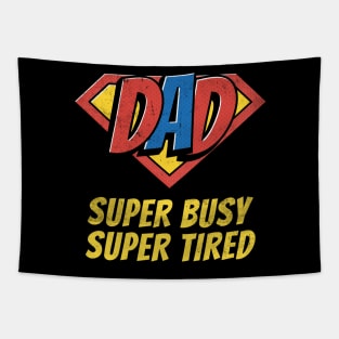 Pop Art Comic Book Hero Dad Super Busy Super Tired Tapestry