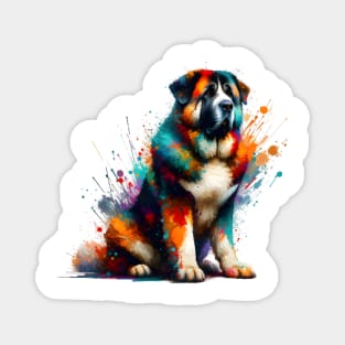 Abstract Colorful Splash Central Asian Shepherd Dog Art Magnet