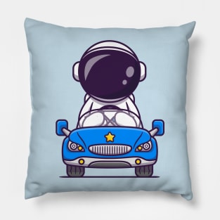 Cute Astronaut Driving Car Cartoon Pillow