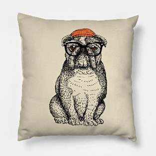 Hipster English Bulldog  Nerd Pillow