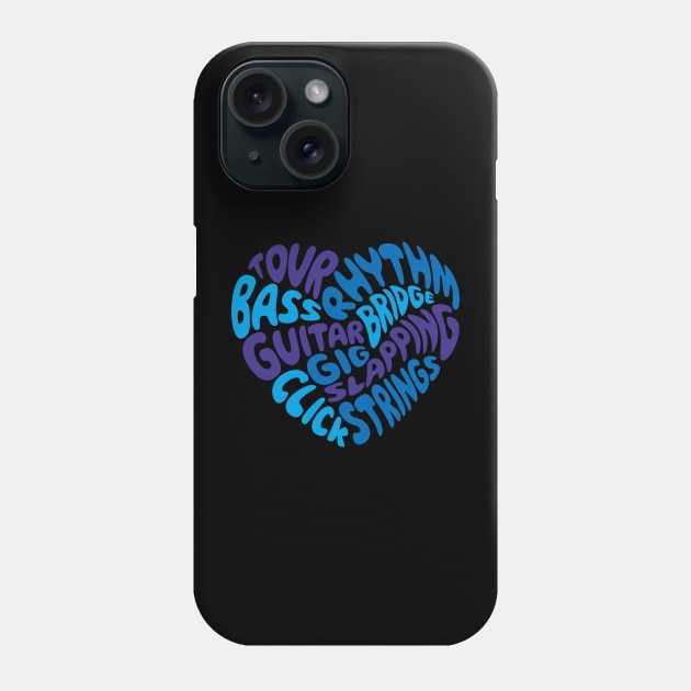 I love playing the bass guitar. Blue heart. Phone Case by I-dsgn