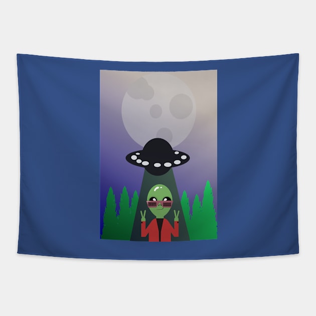 Too Cool For This Planet Funny Alien Tapestry by jaml-12