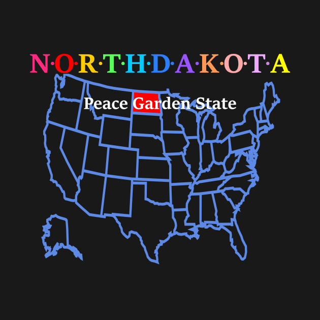 North Dakota, USA. Peace Garden State. (With Map) by Koolstudio