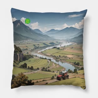 Mountain Field Farm - Aerial Landscape Pillow