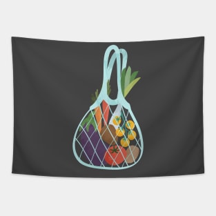 String shopping bag full of fresh veggies Tapestry