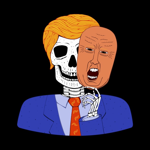 Halloween Skeleton with Scary Trump Mask by studiogooz