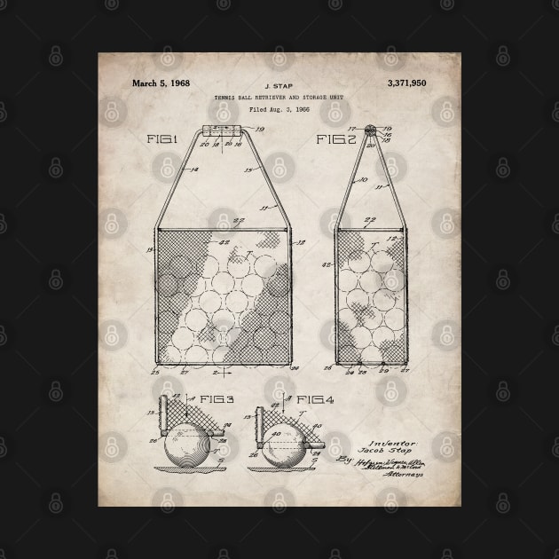 Tennis Hopper Patent - Tennis Player Coach Instructor Art - Antique by patentpress