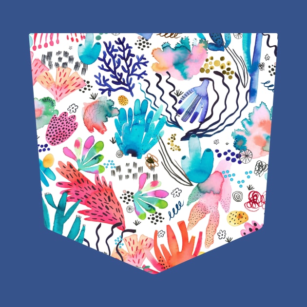 Pocket - Watercolor Coral Reef Multicolored by ninoladesign
