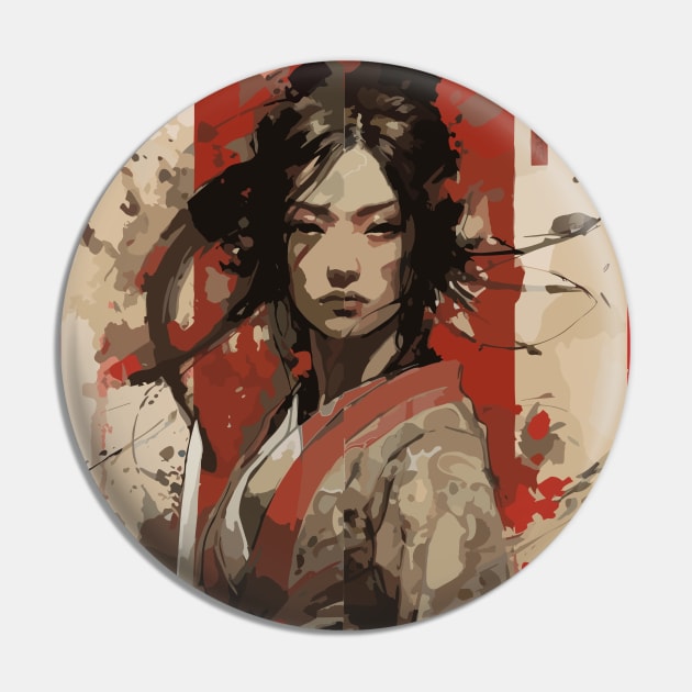 Samurai girl with katana Pin by CatCoconut-Art