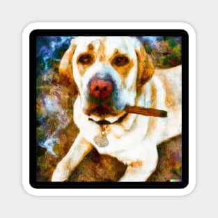 Cigar Smoking Lab Magnet