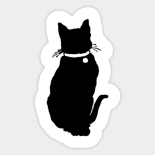Black Cat Sitting Black Cat Sticker Teepublic