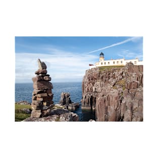 Cairn built by visitors near Neist Point Lighthouse - Isle of Skye, Scotland T-Shirt