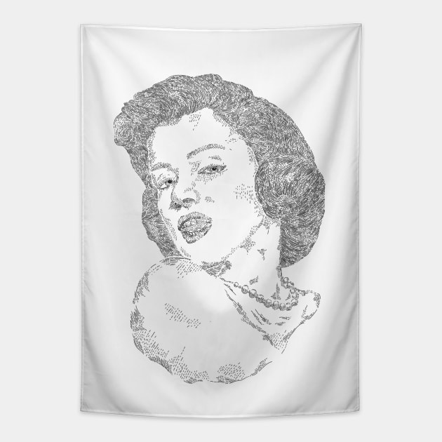 Marilyn Monroe Line Art Tapestry by Merchsides