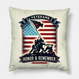 Memorial Day Veteran Honor Tee - Patriotic American Flag Design Pillow