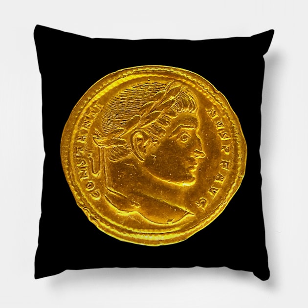 Ancient Antique Roman Emperor Golden Coin for Numismatist Pillow by CONCEPTDVS