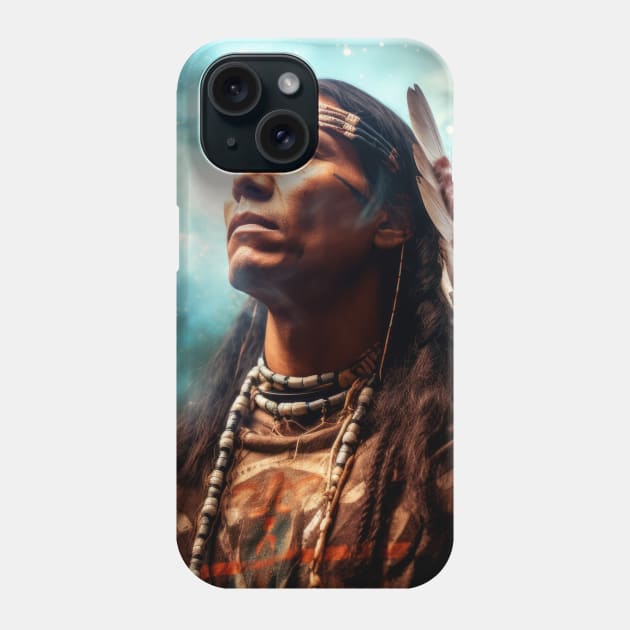 Native Indian Warrior Spirit Fantastic Cosmic Magical Phone Case by Cubebox