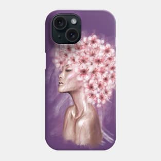 Pretty young girl with flowers in hair. Phone Case