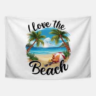 I Love the Beach Tropical Beach Lover Summertime Palm Trees Summer Vacation Beach Tapestry